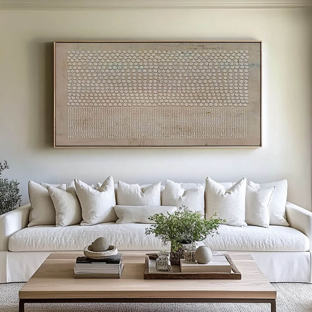 Large Textured 3D Beige Abstract Art | Minimalist Neutral Plaster Wall Decor #AA 059