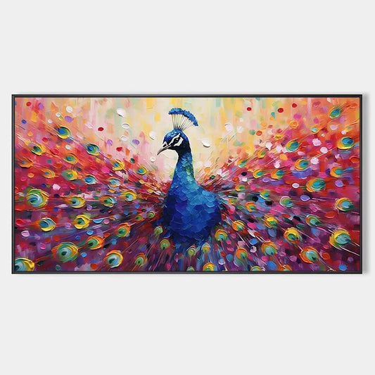 Vibrant Peacock Canvas Wall Art | Expressive Bird Painting #ZZ 247