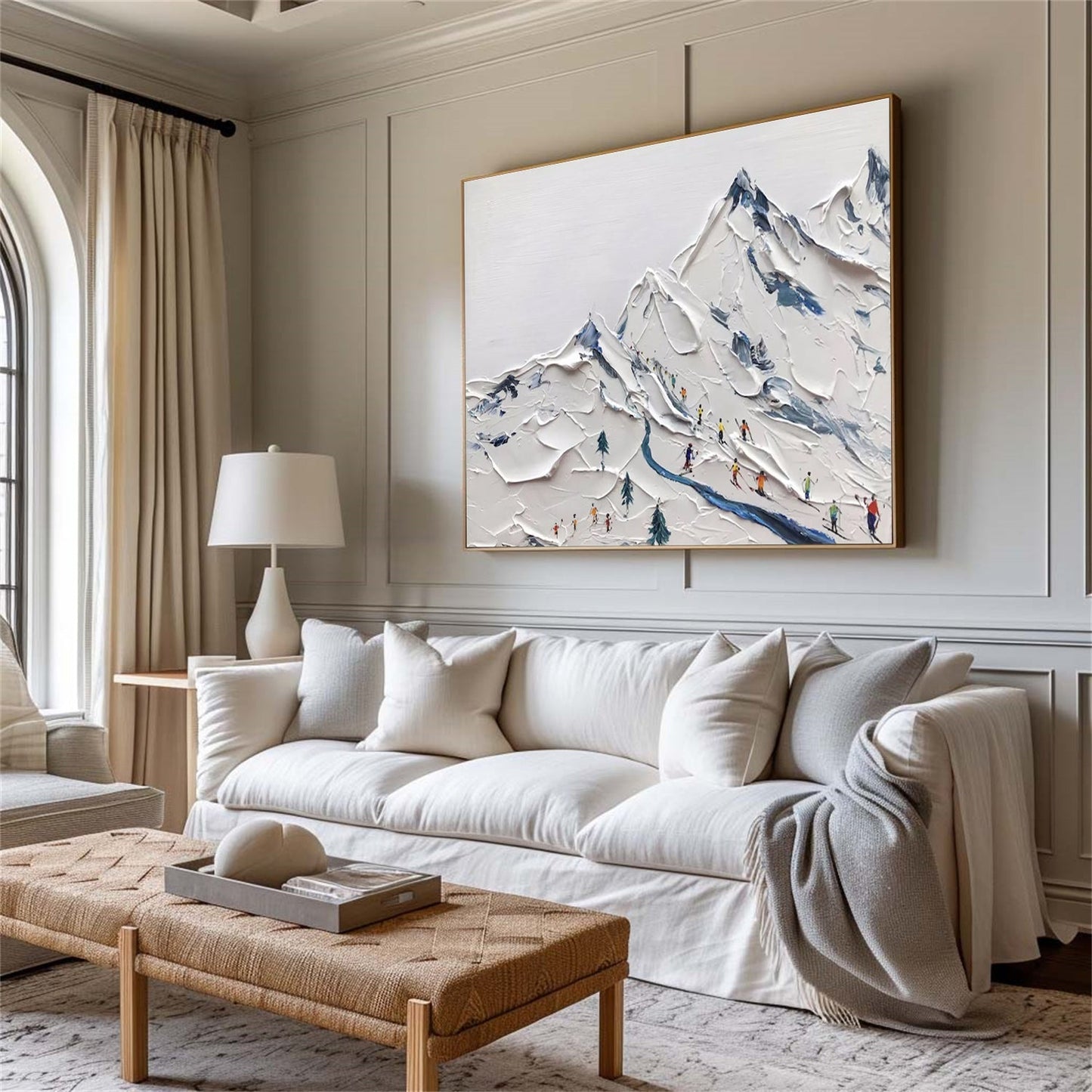 Original Textured Ski Painting - Large Mountain Landscape Wall Art 3D Hand-Painted Sports Canvas #ZZ129