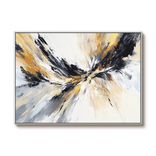 Black Gold and White Abstract Painting - Textured Modern Wall Art#AA 070