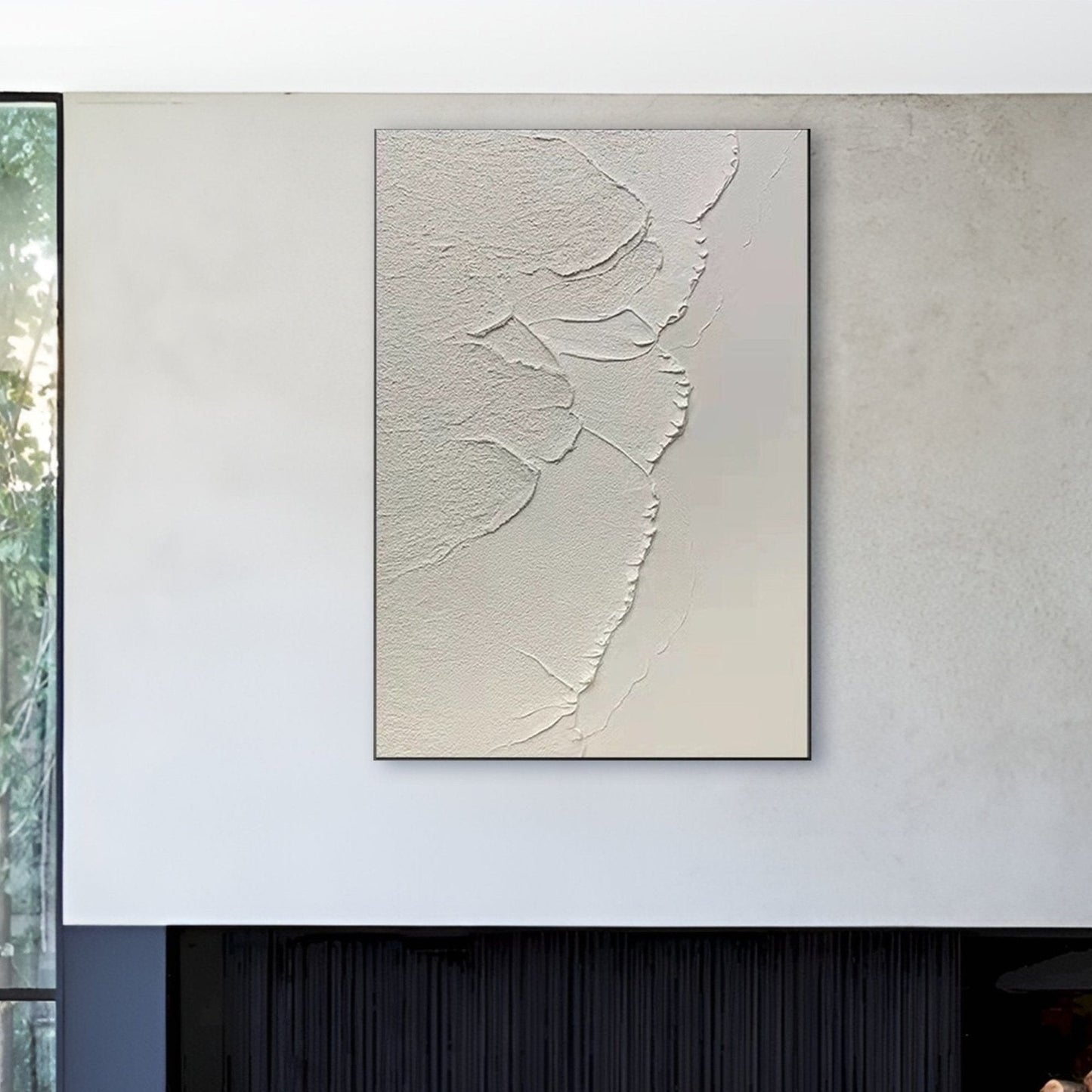 Minimalist White Textured Wall Art | Modern Neutral Canvas Art#TC 234