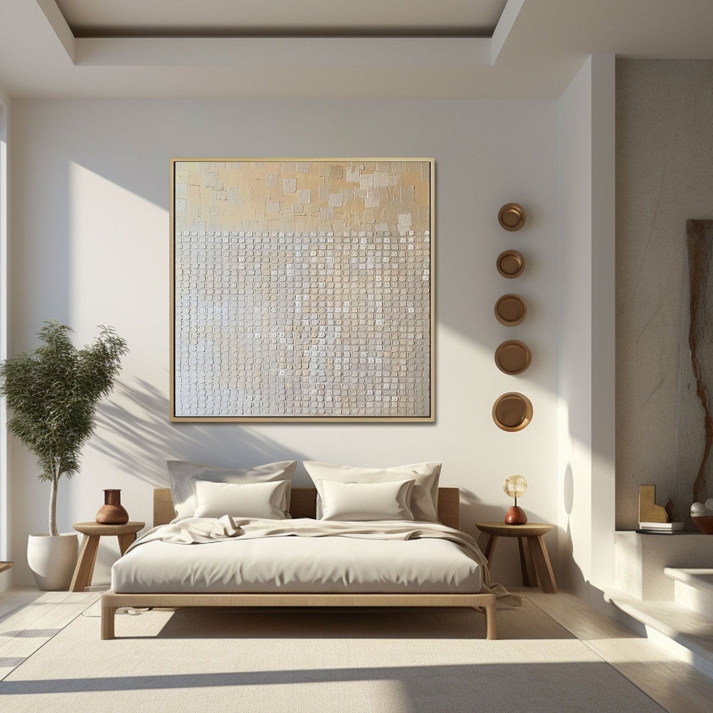 Modern Minimalist Wabi-Sabi Oversized Plaster Style Canvas Artwork - Large Textured Contemporary Abstract Wall Decor #TC239