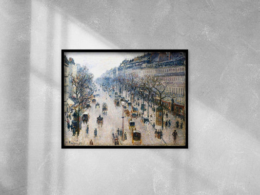 The Boulevard Montmartre - Vintage Impressionist Paris Cityscape Oil Painting & Classic Street Wall Art #BM041
