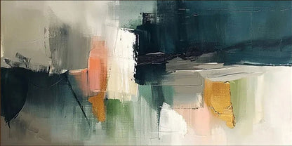 Modern Abstract Wall Art for Living Room - Large Horizontal Hand-Painted Canvas Painting #ZZ107