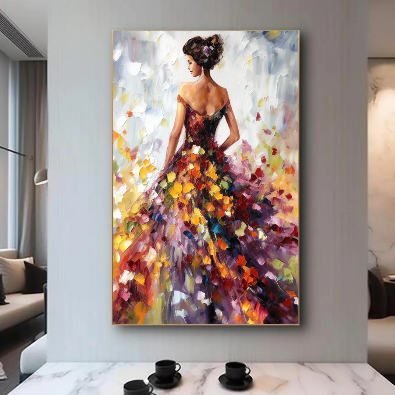 Minimalist Abstract Woman Oil Painting - Colorful Textured Hand-Painted Vertical Art #ZZ188