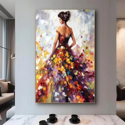 Minimalist Abstract Woman Oil Painting - Colorful Textured Hand-Painted Vertical Art #ZZ188