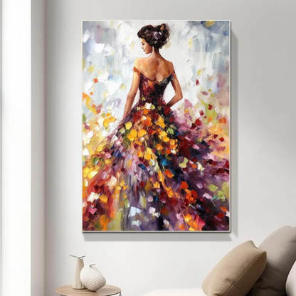Minimalist Abstract Woman Oil Painting - Colorful Textured Hand-Painted Vertical Art #ZZ188