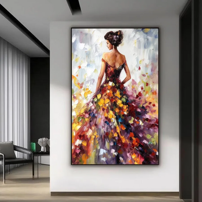 Minimalist Abstract Woman Oil Painting - Colorful Textured Hand-Painted Vertical Art #ZZ188