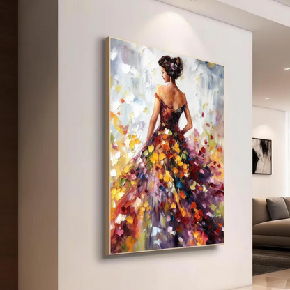 Minimalist Abstract Woman Oil Painting - Colorful Textured Hand-Painted Vertical Art #ZZ188