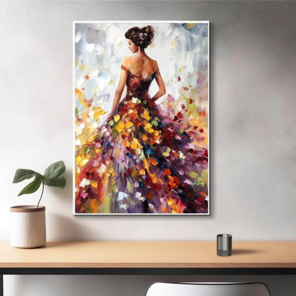 Minimalist Abstract Woman Oil Painting - Colorful Textured Hand-Painted Vertical Art #ZZ188