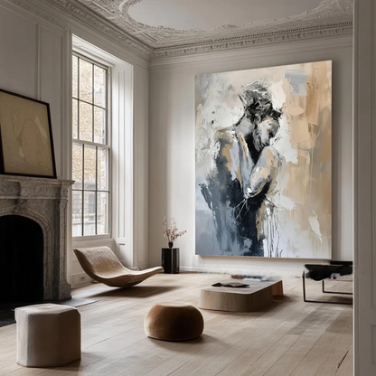 Romantic Abstract Painting | Oversized Vertical Canvas Art Couple Decor #ZZ 191