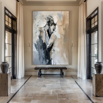 Romantic Abstract Painting | Oversized Vertical Canvas Art Couple Decor #ZZ 191