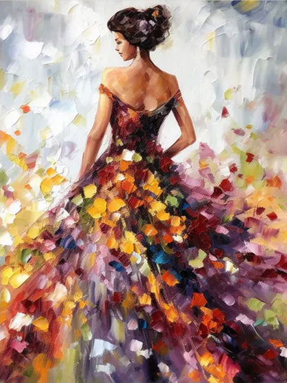 Minimalist Abstract Woman Oil Painting - Colorful Textured Hand-Painted Vertical Art #ZZ188