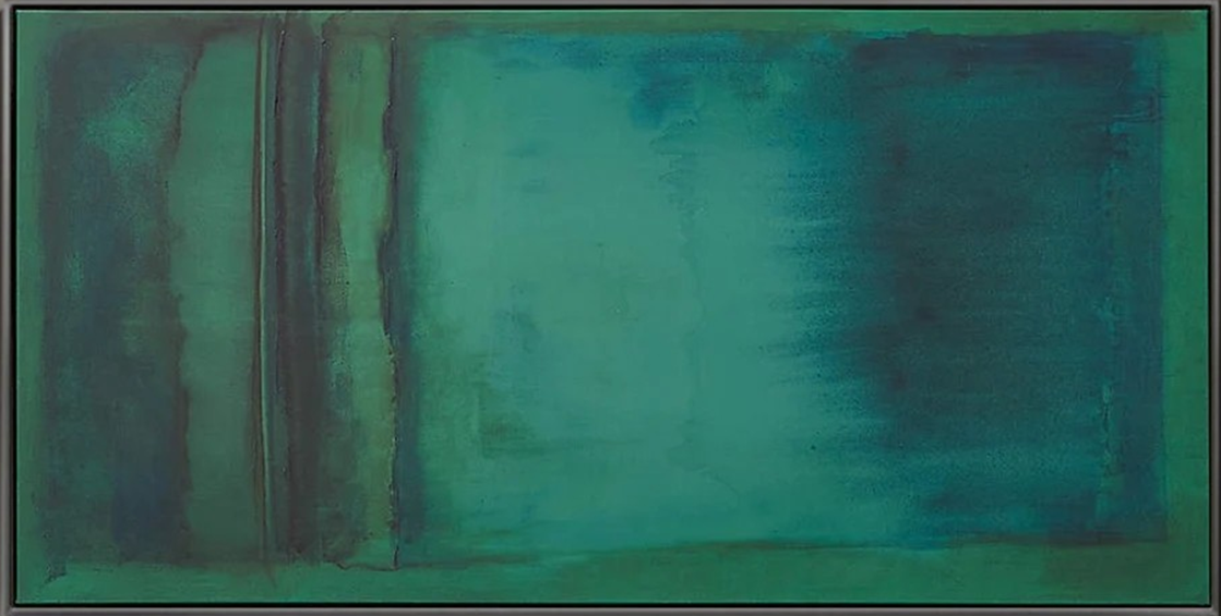 Modern Abstract Green Teal Oil Painting - Large Hand-Painted Contemporary Wall Art on Canvas #TC082