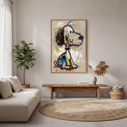Modern Graffiti Snoopy Art - Large Hand-Painted Neo-Expressionist Pop Wall Art on Canvas #AA473
