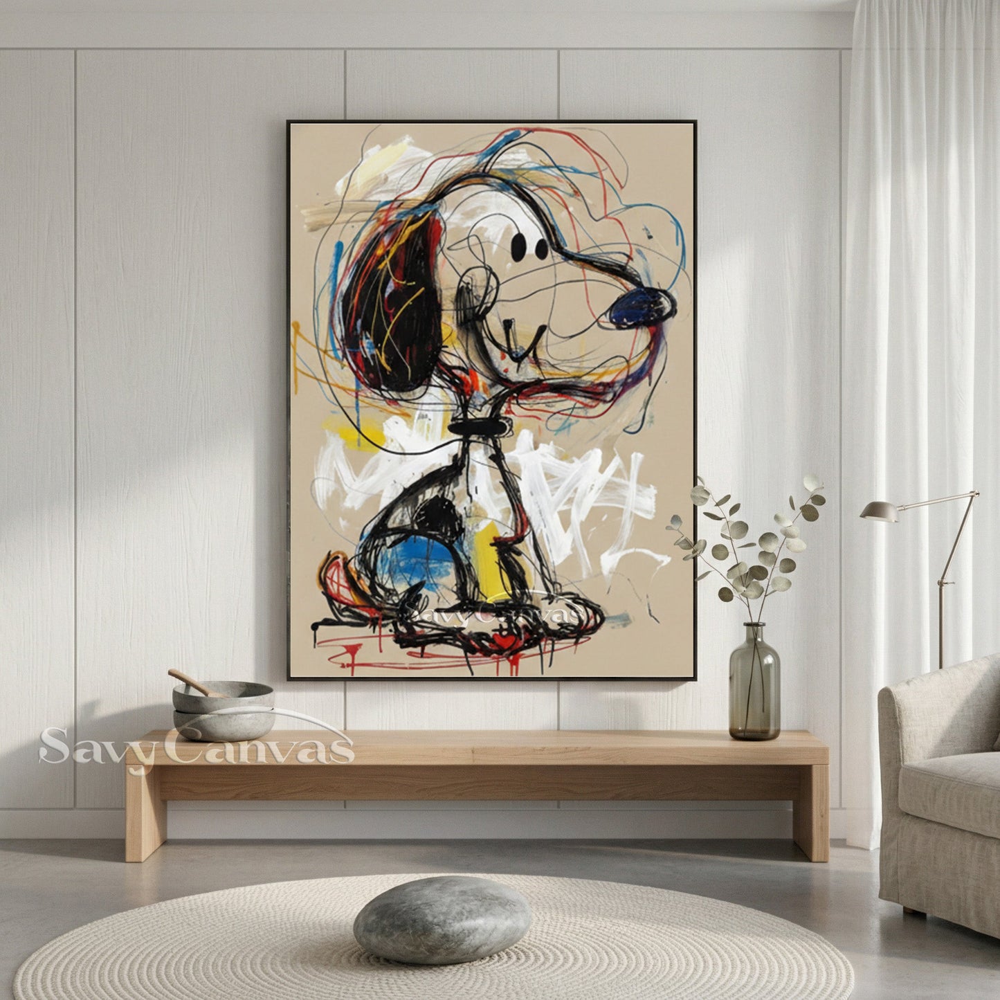 Modern Graffiti Snoopy Art - Large Hand-Painted Neo-Expressionist Pop Wall Art on Canvas #AA473