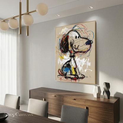 Modern Graffiti Snoopy Art - Large Hand-Painted Neo-Expressionist Pop Wall Art on Canvas #AA473