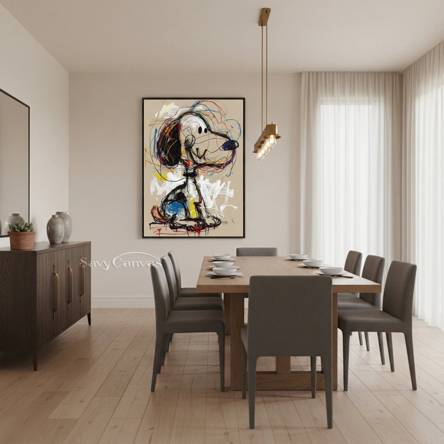 Modern Graffiti Snoopy Art - Large Hand-Painted Neo-Expressionist Pop Wall Art on Canvas #AA473