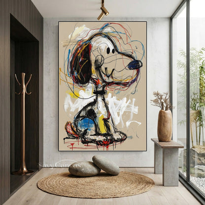 Modern Graffiti Snoopy Art - Large Hand-Painted Neo-Expressionist Pop Wall Art on Canvas #AA473