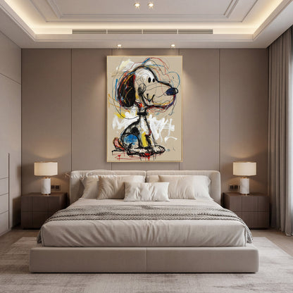 Modern Graffiti Snoopy Art - Large Hand-Painted Neo-Expressionist Pop Wall Art on Canvas #AA473
