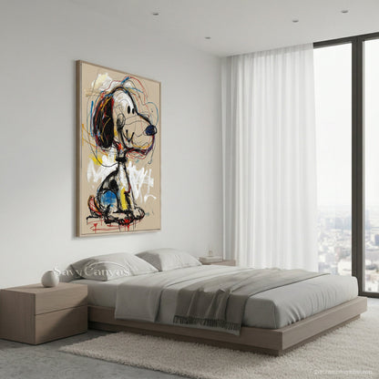 Modern Graffiti Snoopy Art - Large Hand-Painted Neo-Expressionist Pop Wall Art on Canvas #AA473
