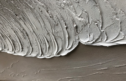 Large hand-painted textured beach wall art with neutral abstract ocean wave detail