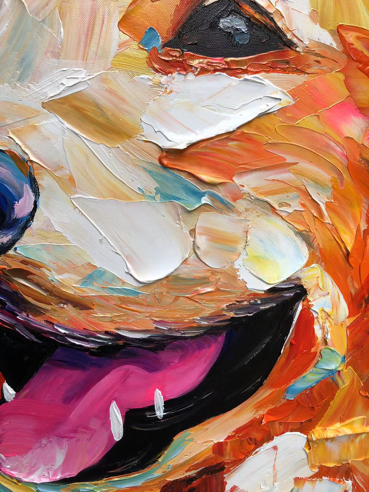 Minimalist Abstract Golden Retriever Oil Painting - Colorful Textured Hand-Painted Dog Art #ZZ157