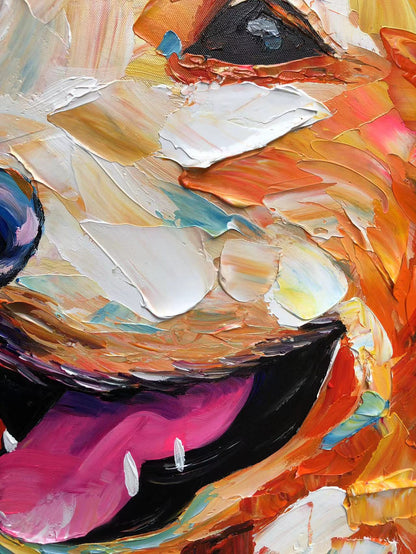 Minimalist Abstract Golden Retriever Oil Painting - Colorful Textured Hand-Painted Dog Art #ZZ157