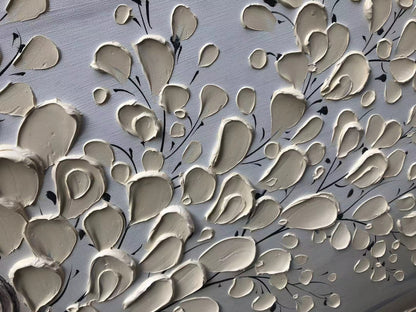 Oversized Abstract Tree Painting - Large Beige Textured Horizontal Wall Art on Canvas #ZZ142