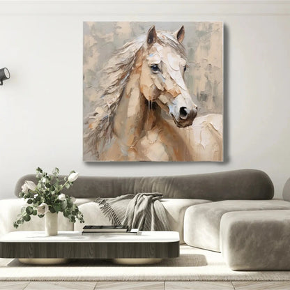 Abstract Pale Horse Portrait: Contemporary Equine Decor