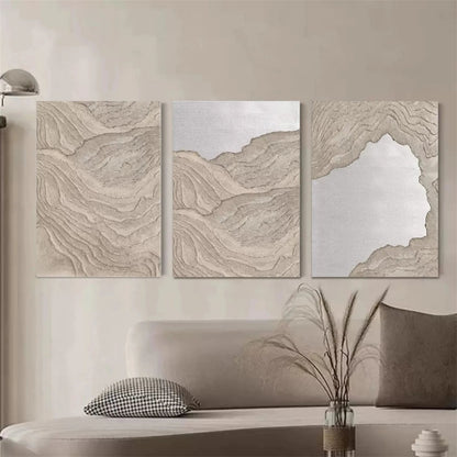 Modern Abstract Coastal Painting - Large Hand-Painted Beach Wall Art Set of 3 on Canvas #JJ282