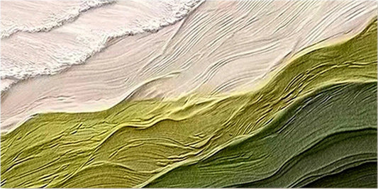 Wabi-Sabi Green Wall Art | Organic Textured Canvas Painting #TC 232