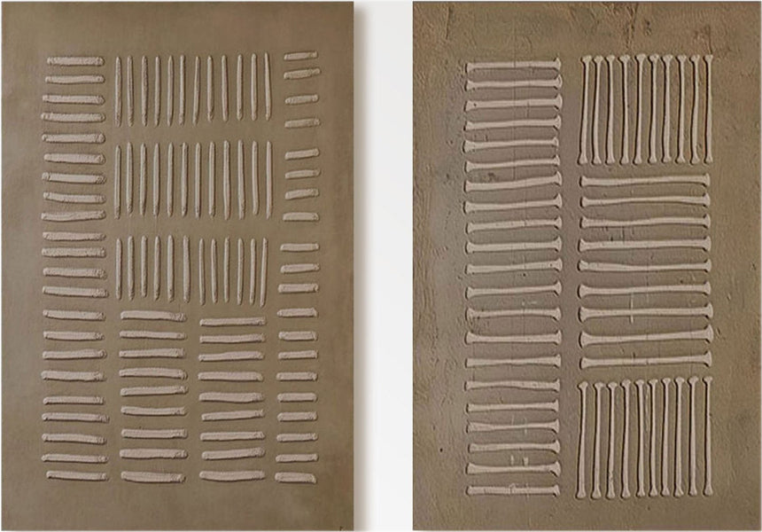 Wabi-Sabi Textured Wall Art | Neutral Abstract Painting Set of 2 #TC 237