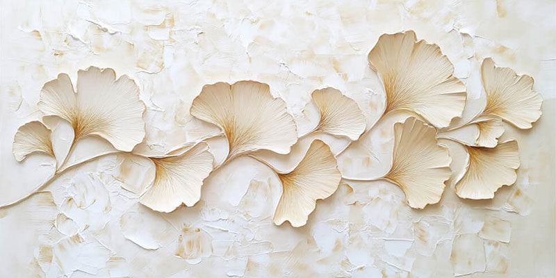 Modern Sculptural Floral Wall Art - Large 3D Relief Abstract Flower Canvas Painting #JJ439