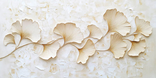 Modern Sculptural Floral Wall Art - Large 3D Relief Abstract Flower Canvas Painting #JJ439