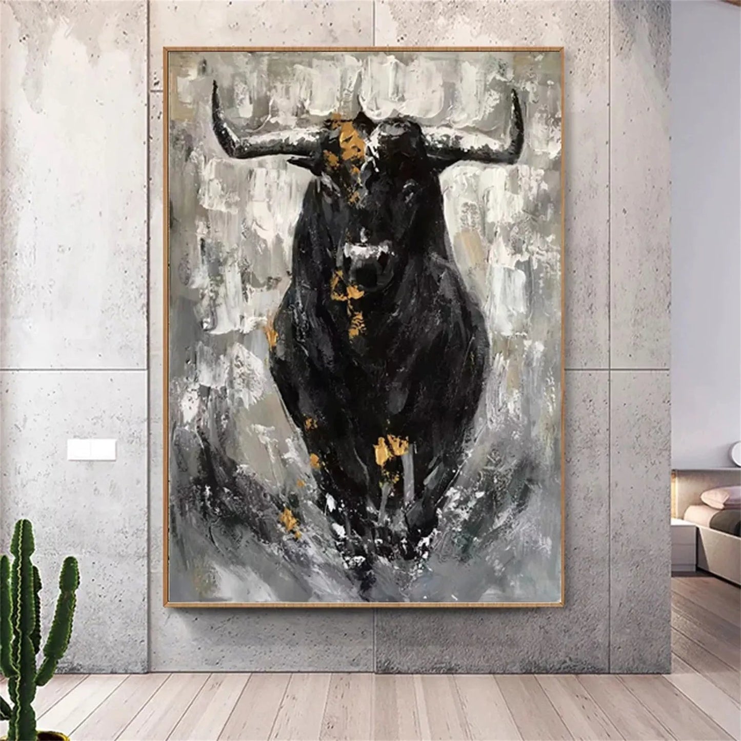 Dramatic Bull Artwork: Textured Animal Fine Art Decor