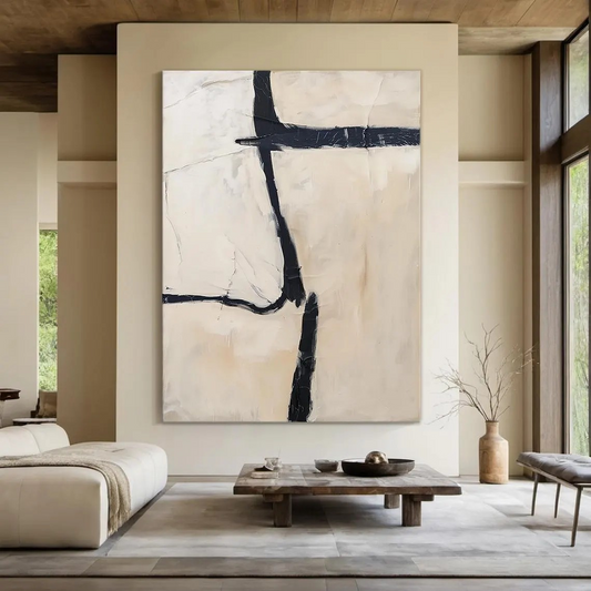 Large hand-painted serene birch forest oil painting with warm woodland tones #AA300