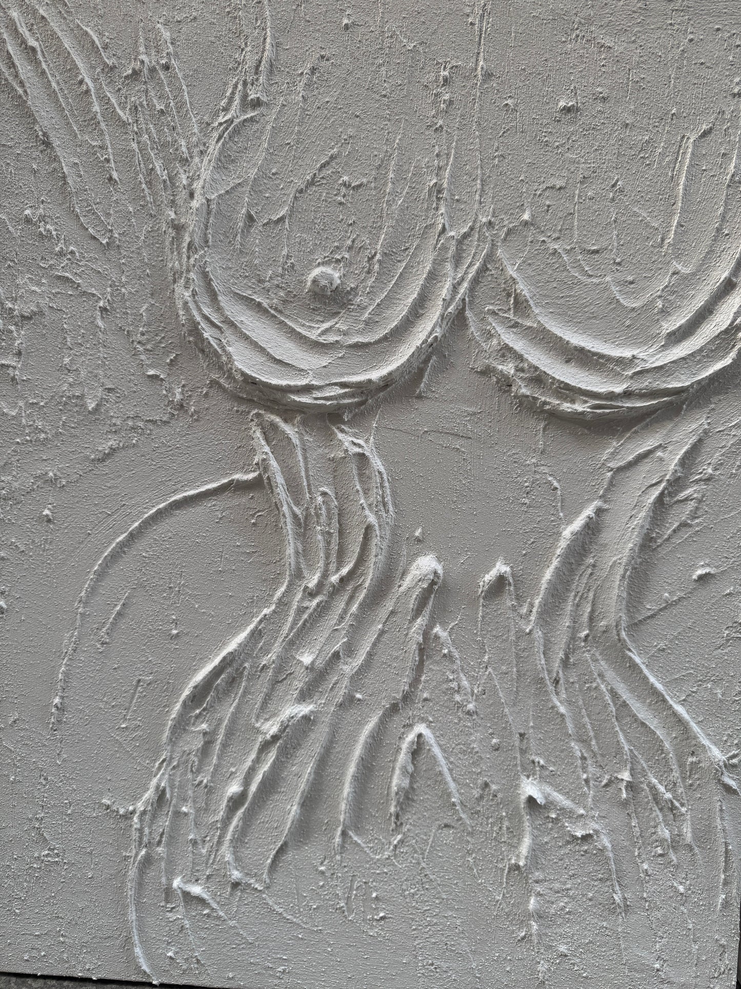 Minimalist Abstract Female Form Oil Painting - 2 Piece Textured Neutral Hand-Painted Set #ZZ204