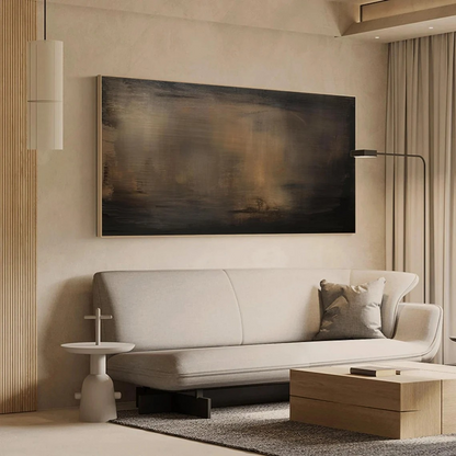 Modern Minimalist Abstract Painting - Large Handmade Brown & Black Textured Wall Decor #TC012