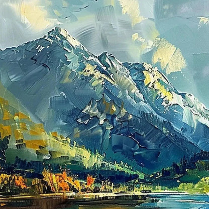 Large Landscape Painting | Mountain and Lake Canvas Art #TC 242