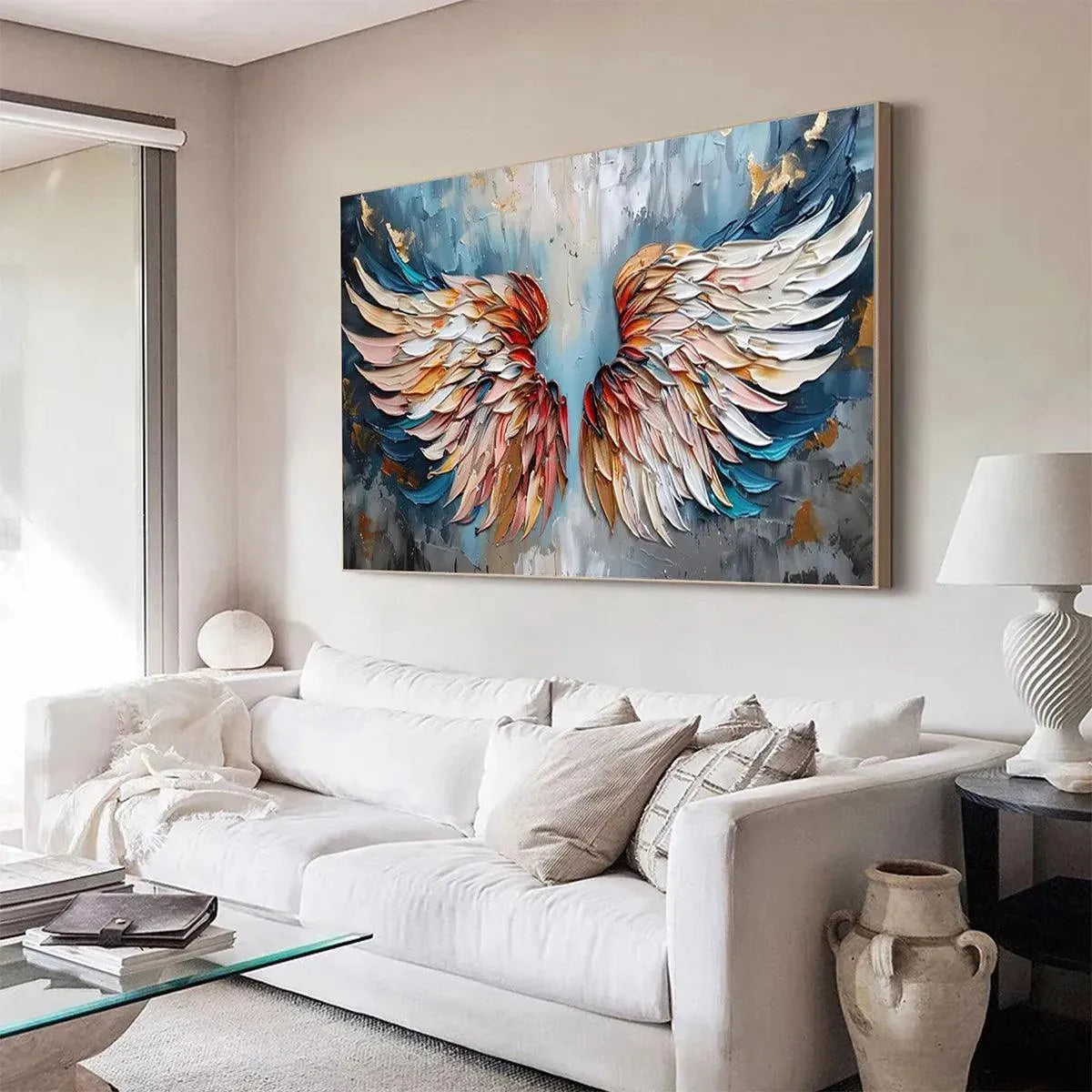 Textured Angel Wings Wall Art | Original Hand-Painted Canvas#ZZ 250