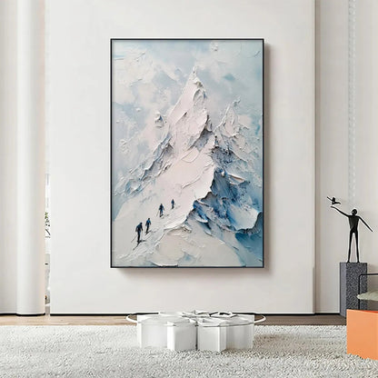 Textured Impasto Mountain Painting | Vertical Alpine Wall Art