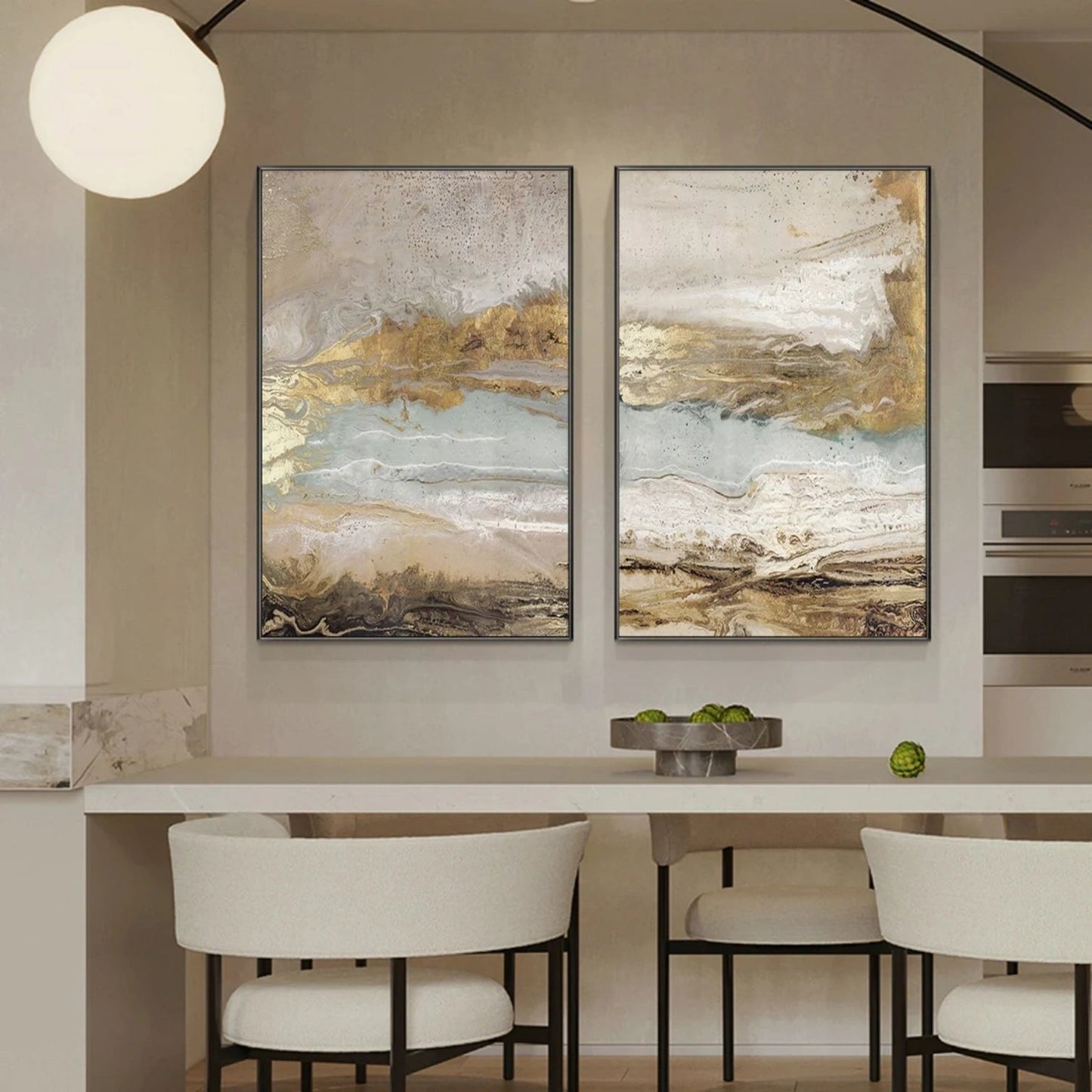 Gold & White Abstract Flow Art | Modern Landscape #TB 122