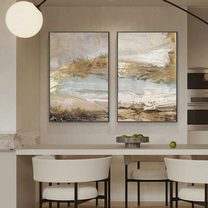Gold & White Abstract Flow Art | Modern Landscape #TB 122