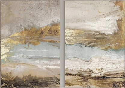 Luxury Abstract Marble Look Wall Art | Gold & Taupe