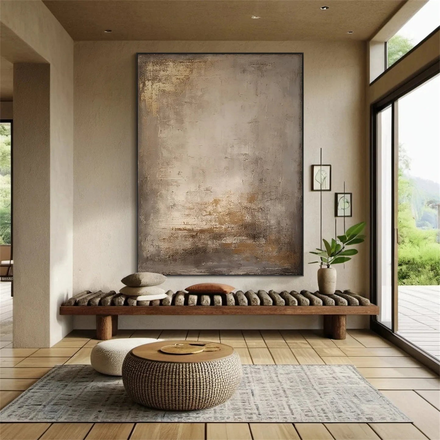 Minimalist Wabi-Sabi Textured Oil Painting - Large Vertical Neutral Abstract Canvas Art #ZZ109