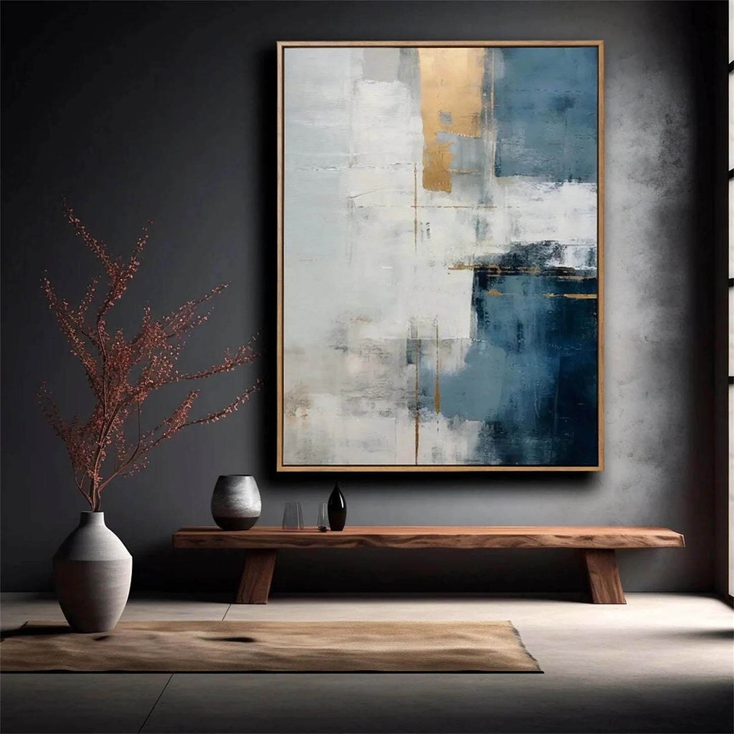 Large contemporary abstract hand-painted oil painting for living room wall decor