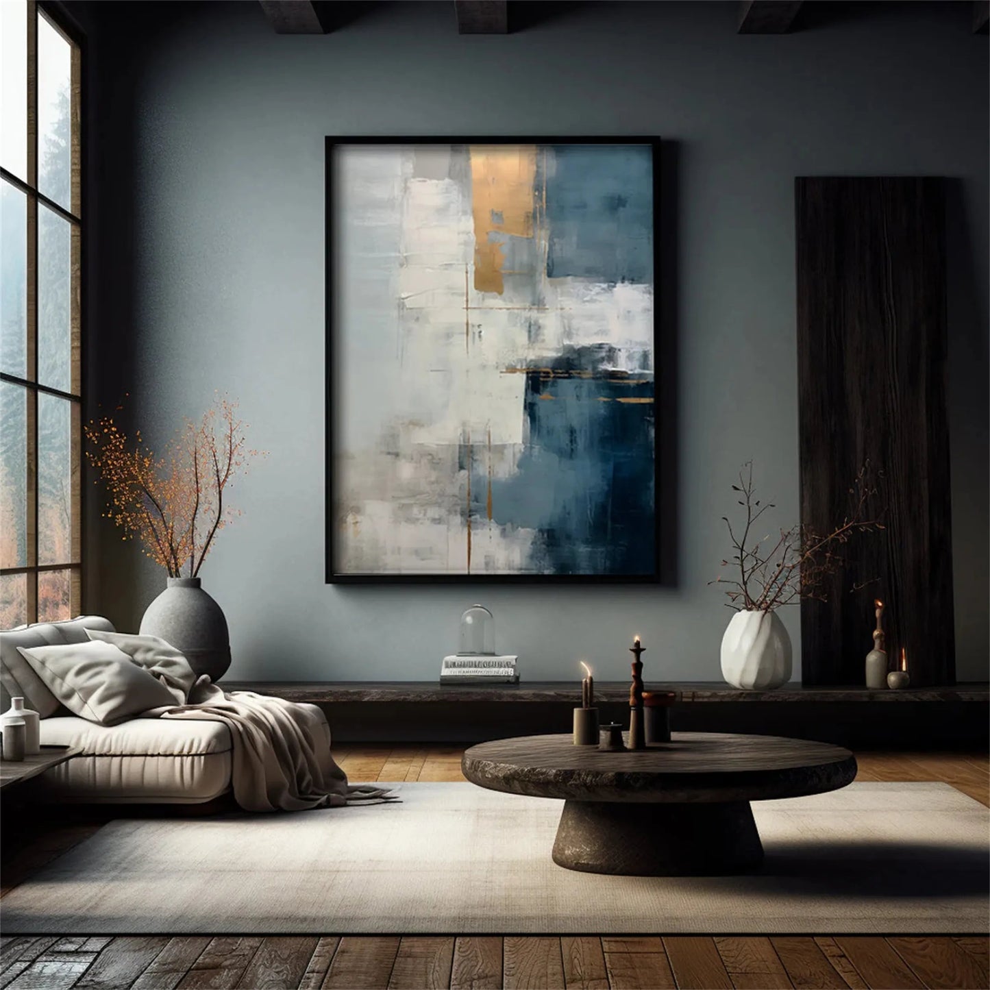 Large contemporary abstract hand-painted oil painting for living room wall decor