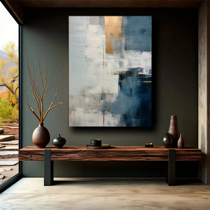 Large contemporary abstract hand-painted oil painting for living room wall decor