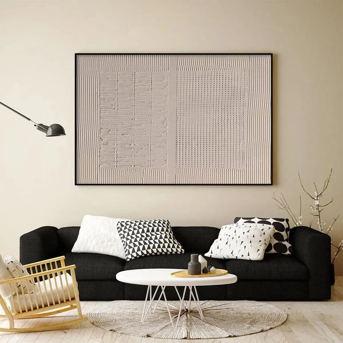 Large Beige Wabi Sabi Textured Wall Art - Minimalist Canvas Painting#ZZ 236